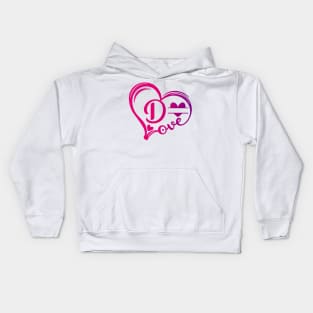 letter d monogram in the shape of love Kids Hoodie